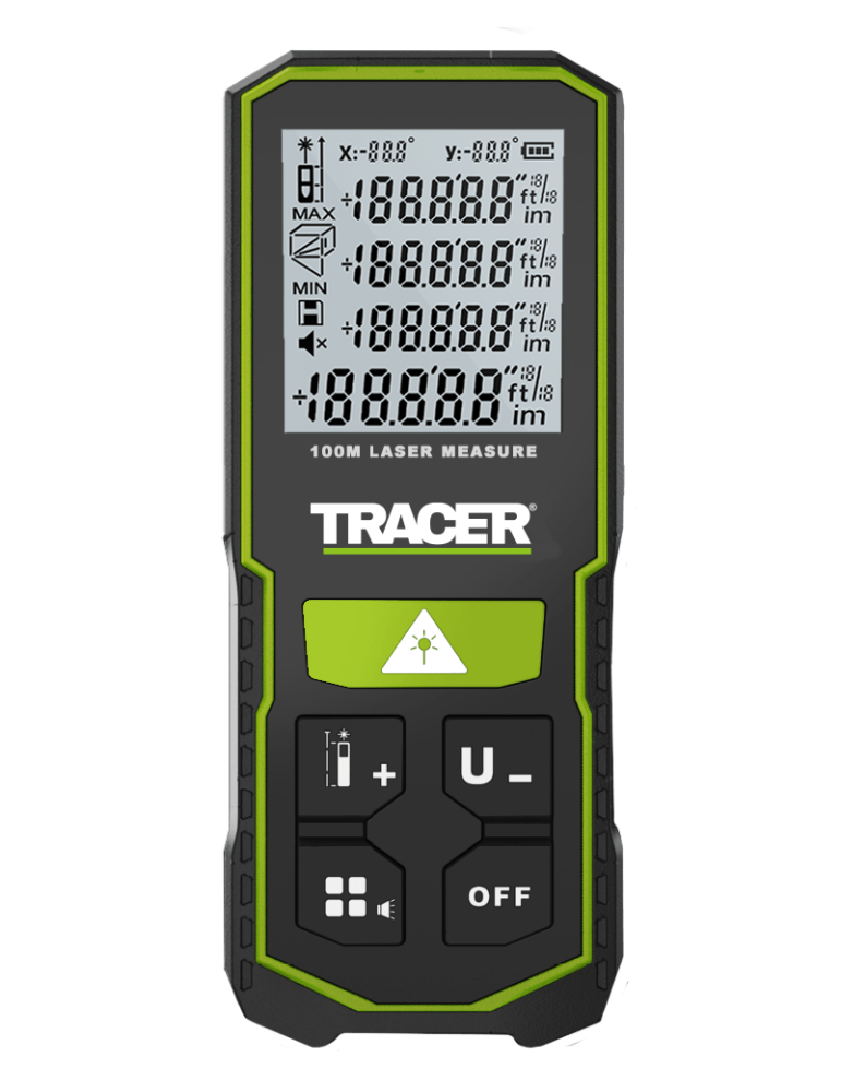 Dalmierz laserowy 100m 6 funkcji np. mierzenie kątów, odległości, objętości TRACER ALM100