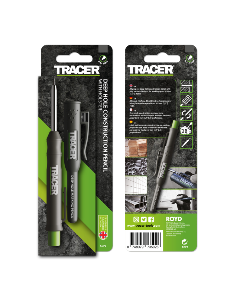 Ołówek budowlany do głębokich otworów z nasadką TRACER ADP2