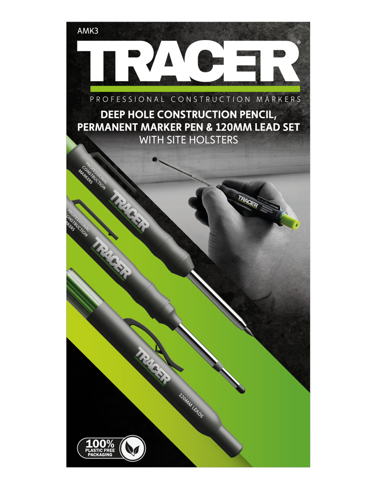Kompletny zestaw ołówków budowlanych z kaburami TRACER AMK3