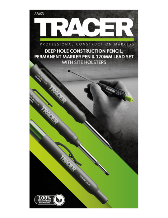 Kompletny zestaw ołówków budowlanych z kaburami TRACER AMK3