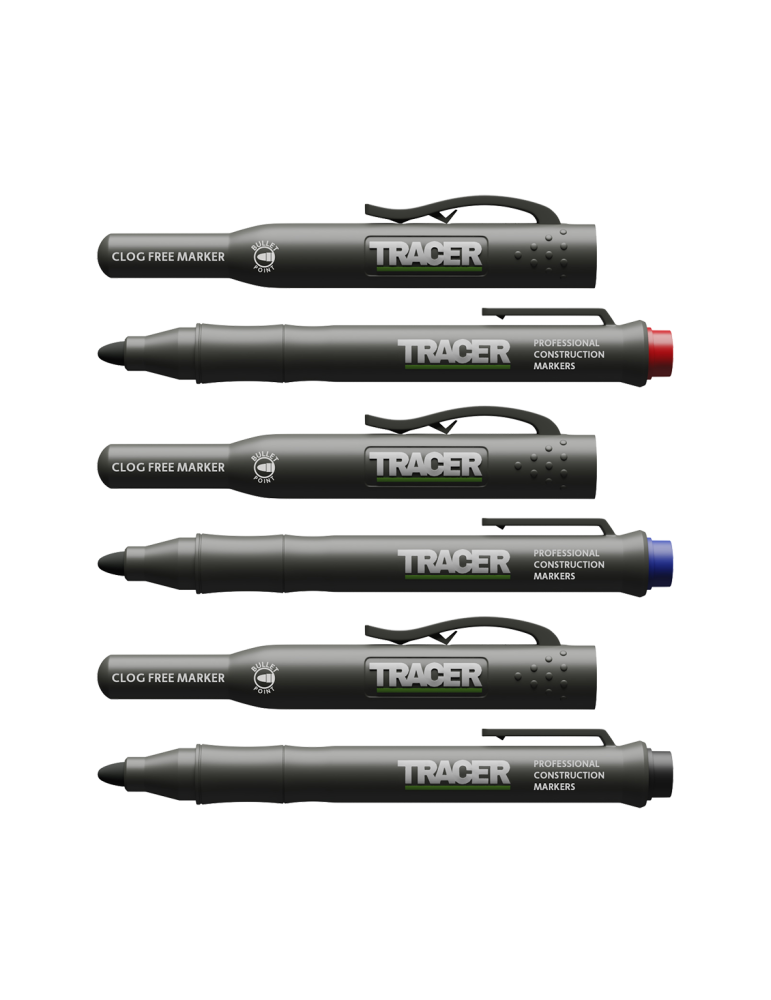 Zestaw 3 markerów czarny, niebieski i czerwony TRACER ACF-MK3