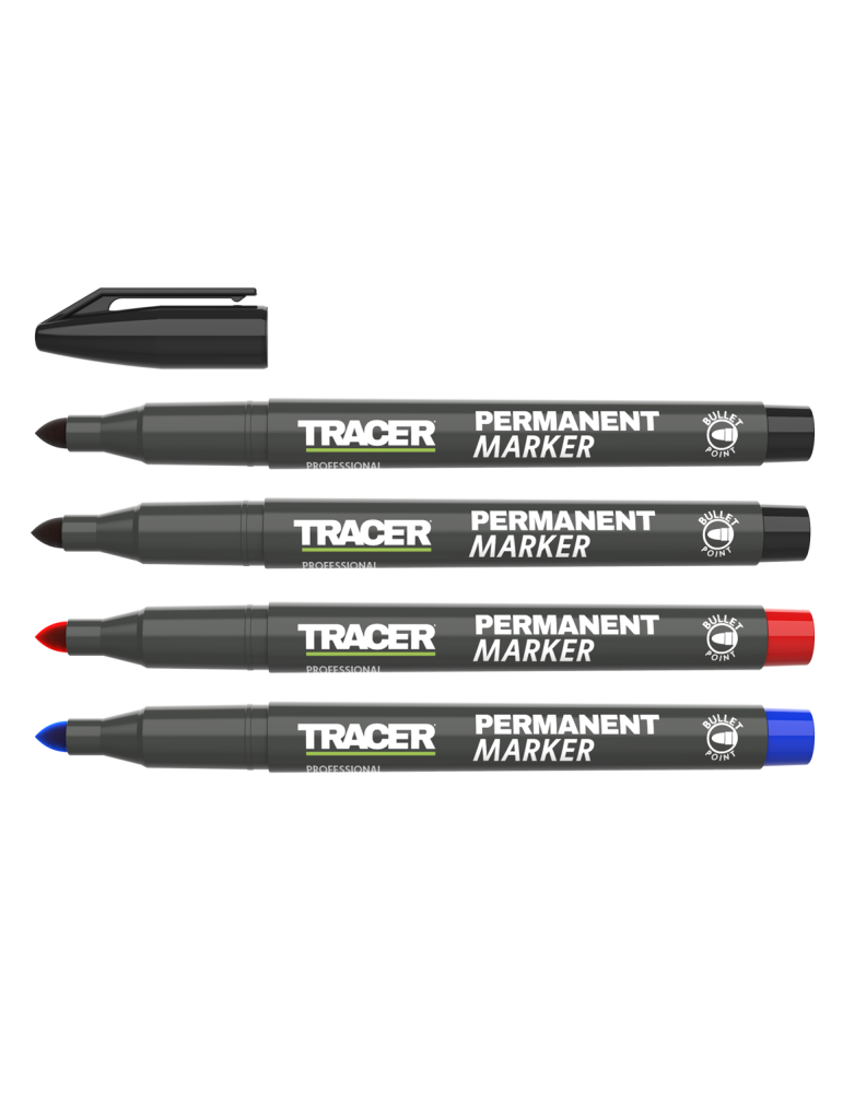 Zestaw 4szt. markerów 2 czarne, niebieski i czerwony TRACER APMK1