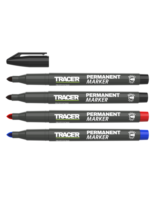 Zestaw 4szt. markerów 2 czarne, niebieski i czerwony TRACER APMK1
